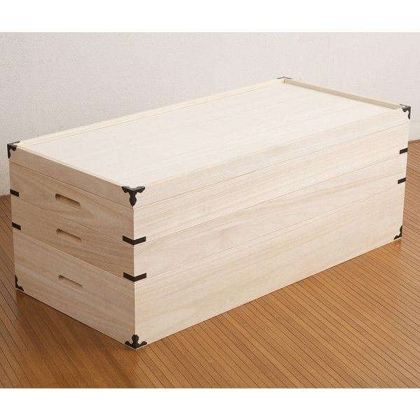 桐ワイド収納BOX3段　高さ35cm HI-0003 hi-0003