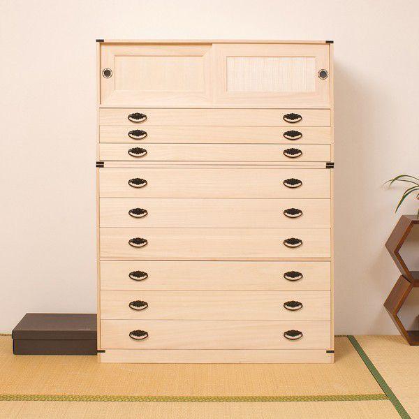 桐たんす　引戸3段+深型6段　高さ137cm  HI-3003