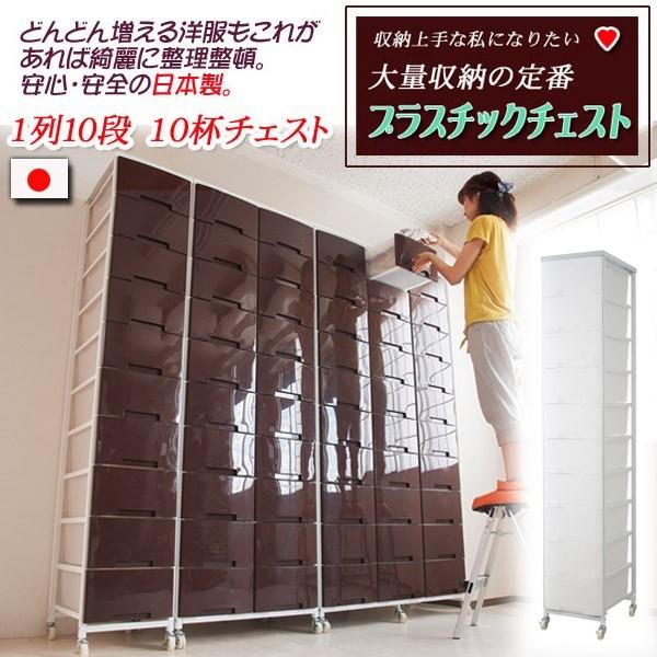 キャスター付きプラスチックチェスト 1列10段（引き出し10杯）タイプ nj-0378 nj-0390