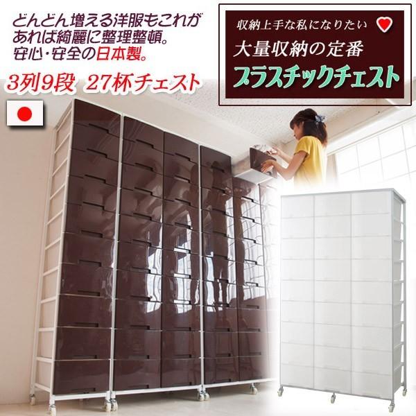 キャスター付きプラスチックチェスト ３列９段（引き出し27杯）タイプ nj-0385 nj-0397