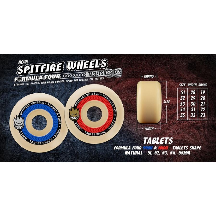 【SPITFIRE】 FORMULA FOUR (F4) TABLETS 99D 52mm x 29mm WHEEL スピットファイヤー ウィール スケートボード スケボー SKATEBOARD|like|02