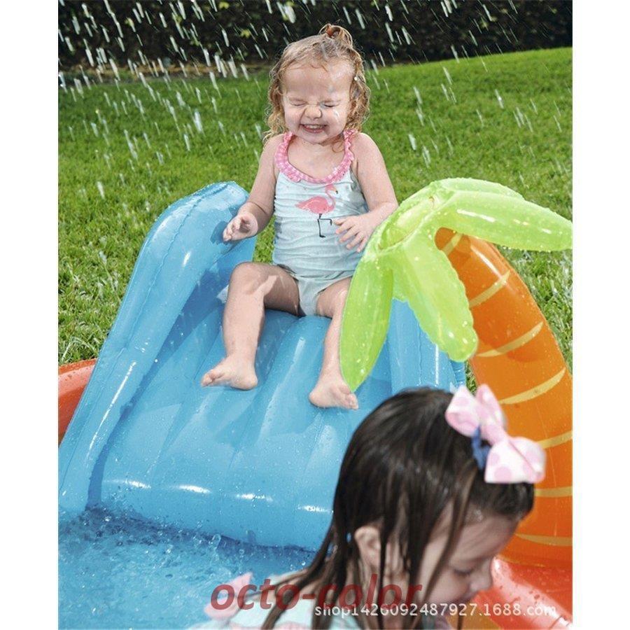 家でプール遊び！ビニールプール 家庭用プール 対象年齢３歳 子供プール new 水遊び おもちゃ 火山のプール 滑り台付き スライダー 