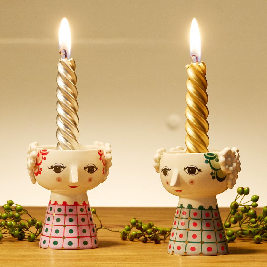 キャンドルホルダー ペアセット EVA エヴァ グリーン・レッド BJORN