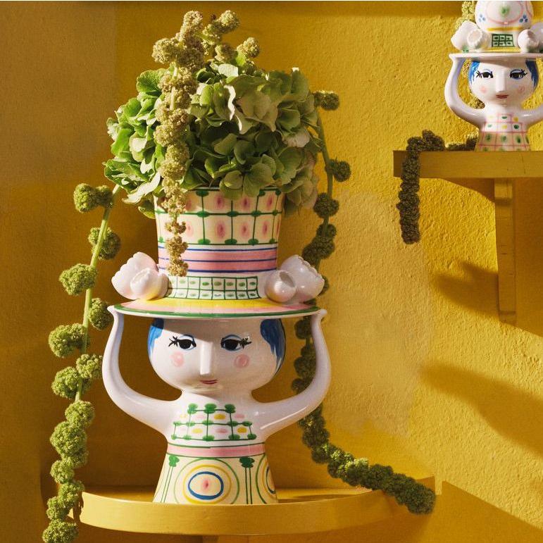 フラワーベース Lady with Hat レディウィズハット グリーン H24.5cm