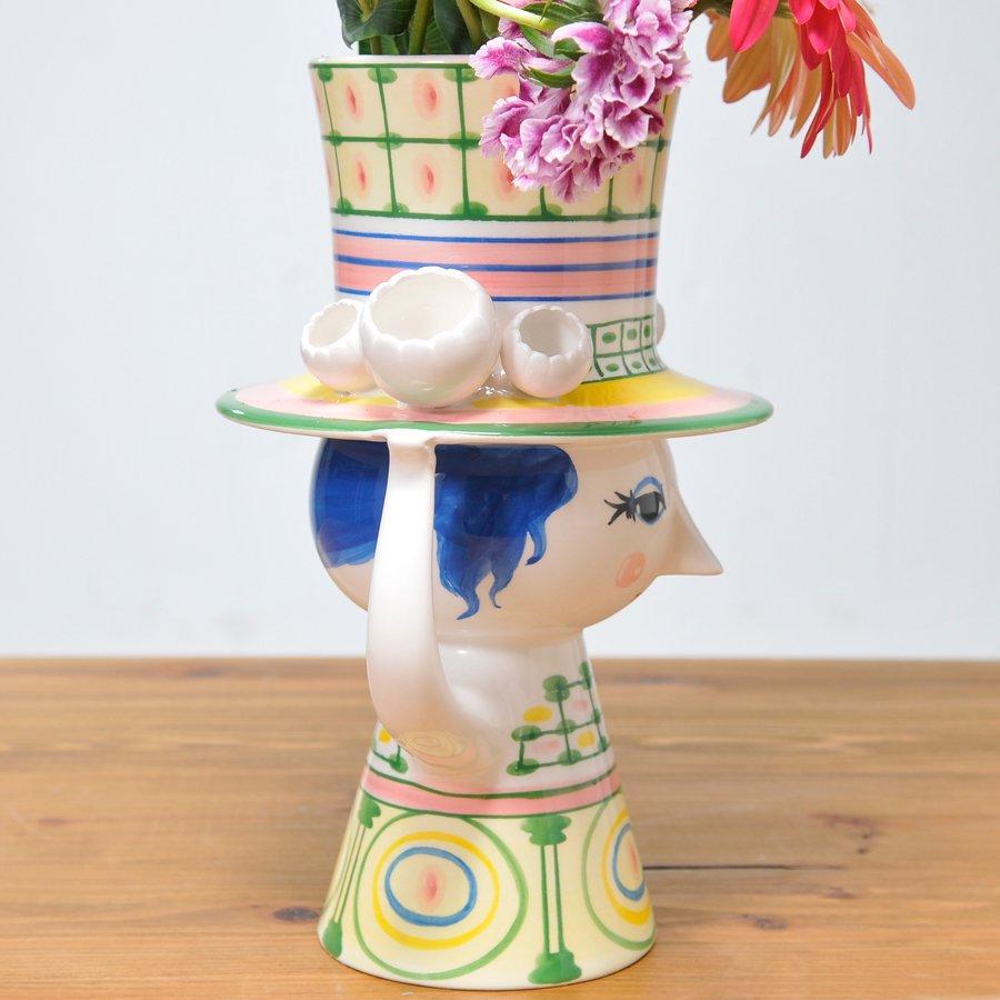 フラワーベース Lady with Hat レディウィズハット グリーン H24.5cm