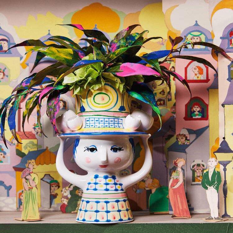 フラワーベース Lady with Hat レディウィズハット ブルー H20.5cm