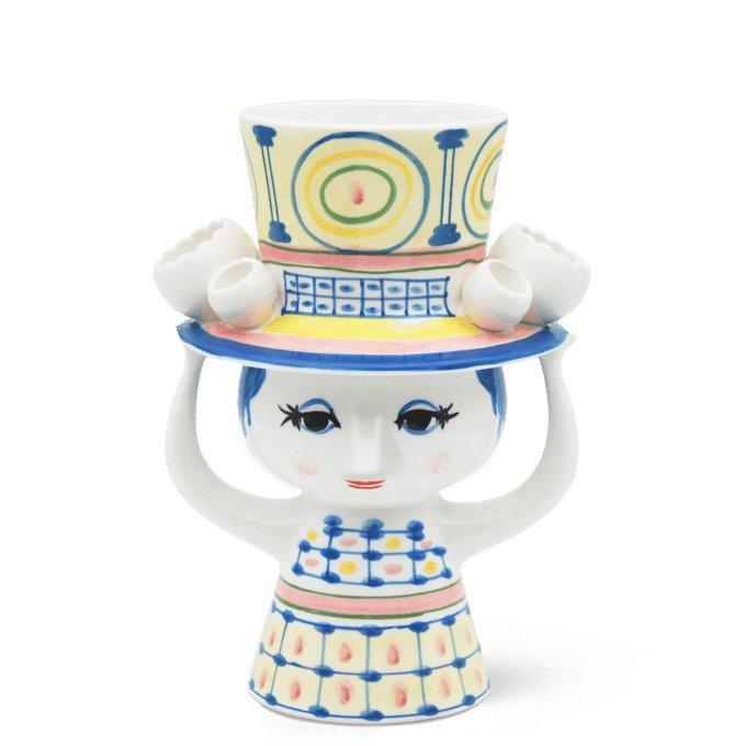 フラワーベース Lady with Hat レディウィズハット ブルー H20