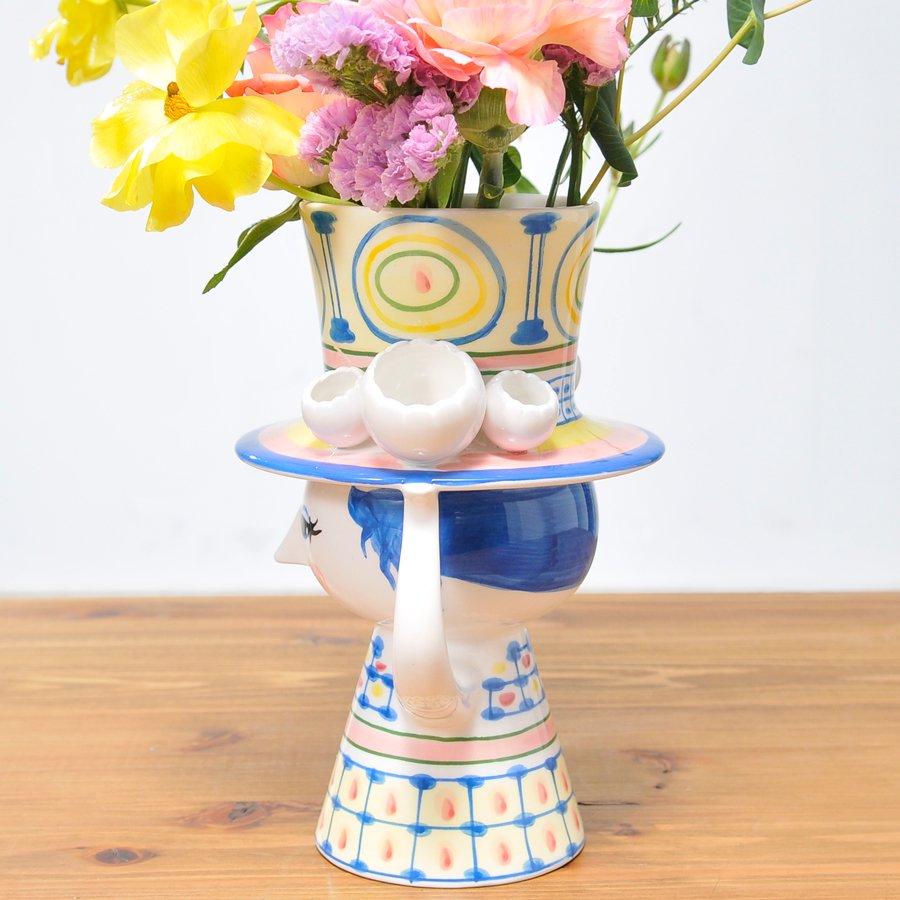 フラワーベース Lady with Hat レディウィズハット ブルー H20.5cm
