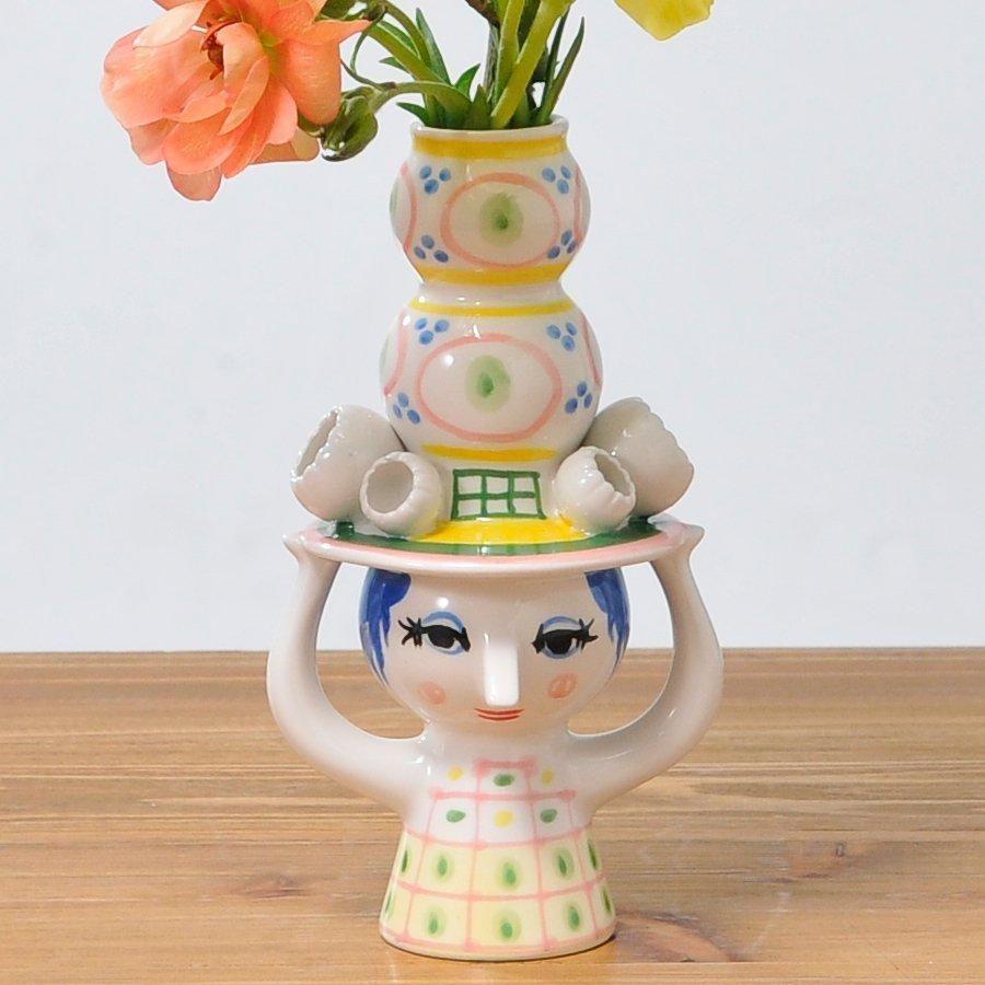 キャンドルホルダー/フラワーベース Lady with Hat レディウィズハット  H16cm BJORN WIINBLAD（ビヨン・ヴィンブラッド）帽子をかぶった女性の画像