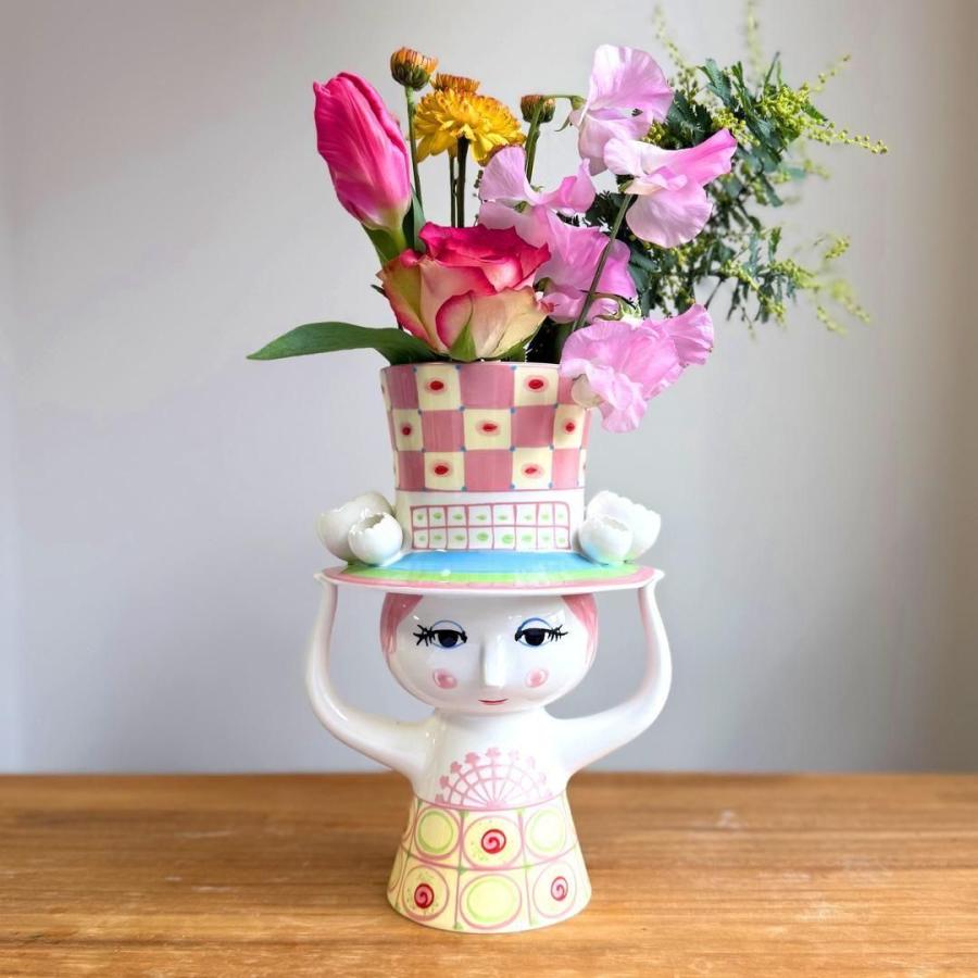 【新商品】ビヨン・ヴィンブラッド LADY WITH HAT ピンク×イエロー フラワーベース Lady with Hat レディウィズハット H24.5cm ピンク
