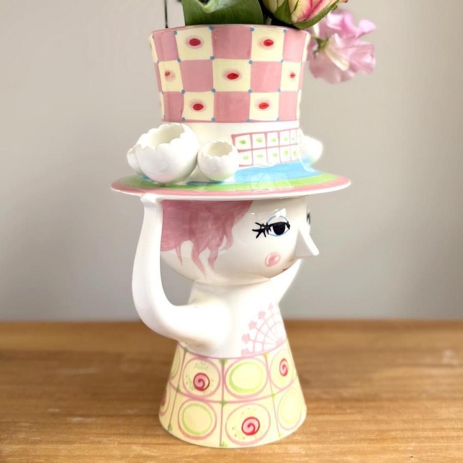 【新商品】ビヨン・ヴィンブラッド LADY WITH HAT ピンク×イエロー フラワーベース Lady with Hat レディウィズハット H24.5cm ピンク