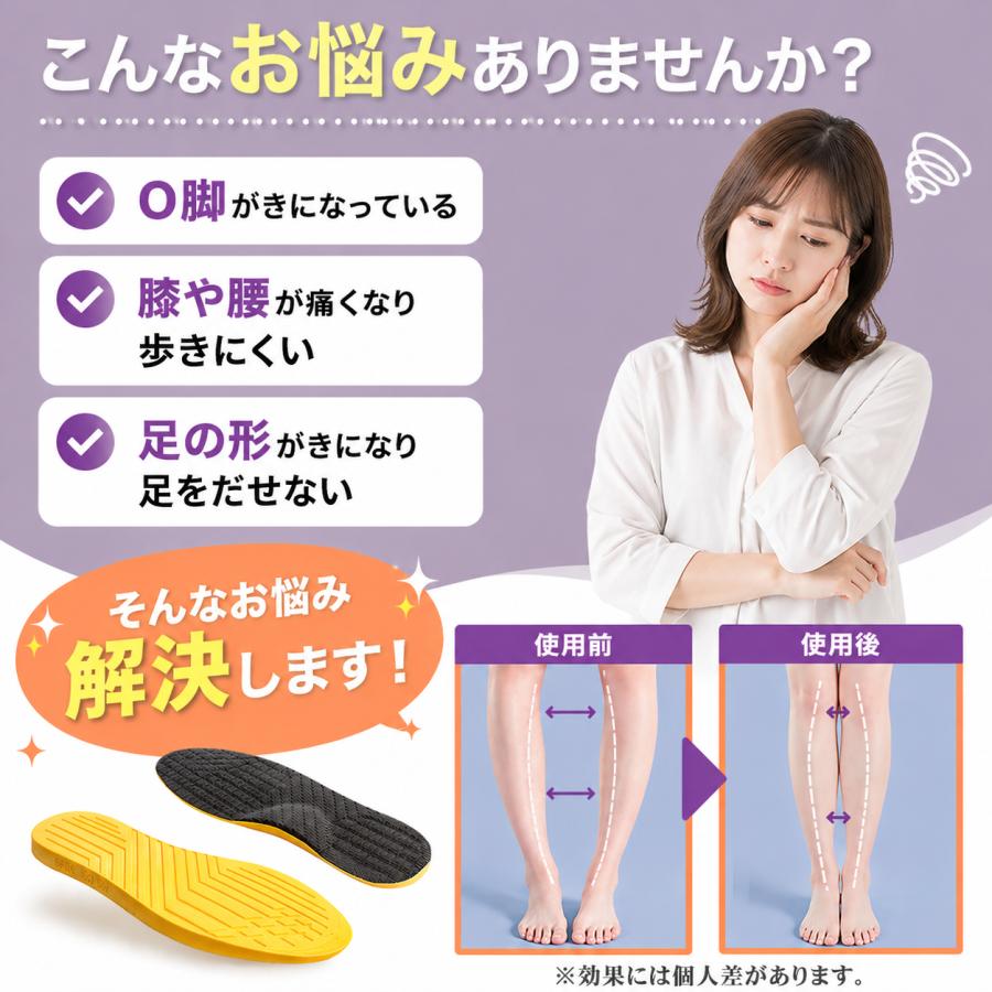 O脚矯正インソール インソール 中敷き O脚 疲れない 衝撃吸収 XO脚