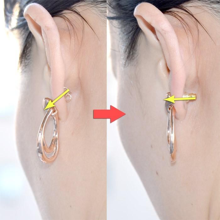 18金ロック式ディスクキャッチ 1ペア落下防止K18ゴールド円盤ピアス