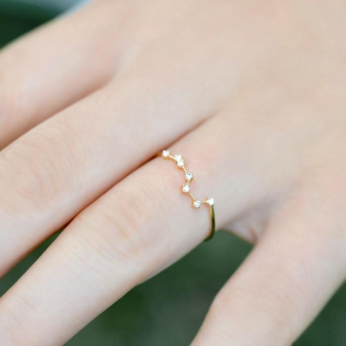 リング ダイヤモンド 0.05ct 北斗七星 指輪 レディース 18金 18k
