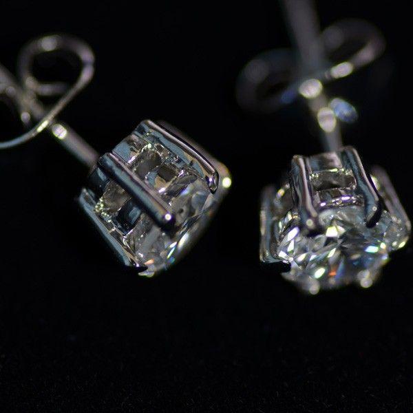 ピアス レディース 18k czダイヤモンド 6本爪 k18 18金GP キュービット