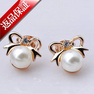 ピアス レディース 淡水真珠 パール k18 18金 18k リボン : カスピー 