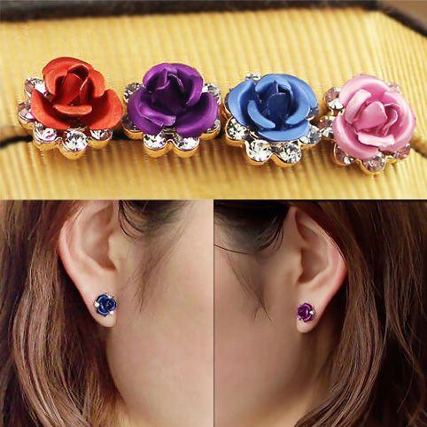 ピアス ローズ バラ 薔薇 薔薇の花 バラの花 スワロフスキー k18 18金