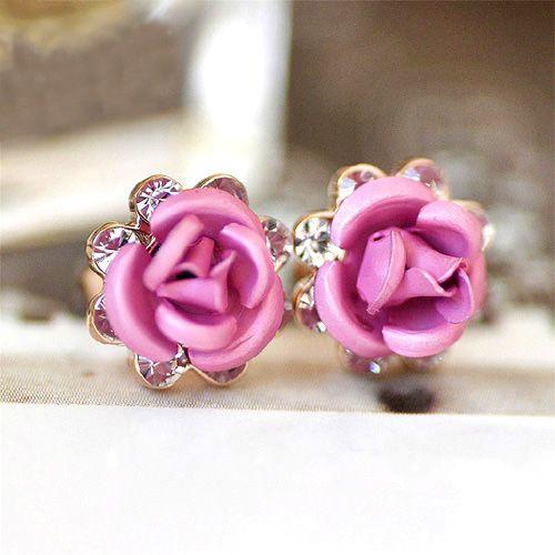 ピアス ローズ バラ 薔薇 薔薇の花 バラの花 スワロフスキー k18 18金