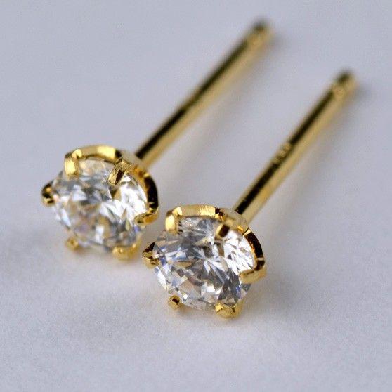 ピアス レディース 日本製 6本爪 0.1ct~0.25ct CZダイヤ K18 18k 18金