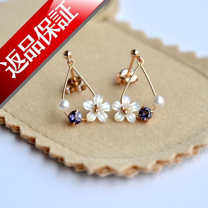 日本製 ピアス お花 フラワー 真珠 パール 18金 あこや レディース 18k 花びら お花モチーフ