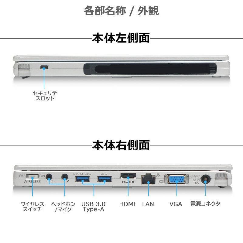 【 タッチパネル】Panasonic Let's note CF-MX4/第5世代 Core i5/メモリ:4GB/SSD:128GB/Webカメラ/12.5型 FHD/WIFI/Bluetooth/Office/HDMI/中古 2in1 ノートPC｜lillian｜04