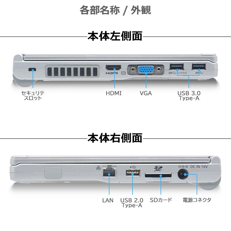 Panasonic Let's note CF-NX4 高性能 第5世代 Core i5 メモリ 8GB 新品SSD 256GB 12.1インチ 無線LAN Office 2019 中古 ノートパソコン｜lillian｜03