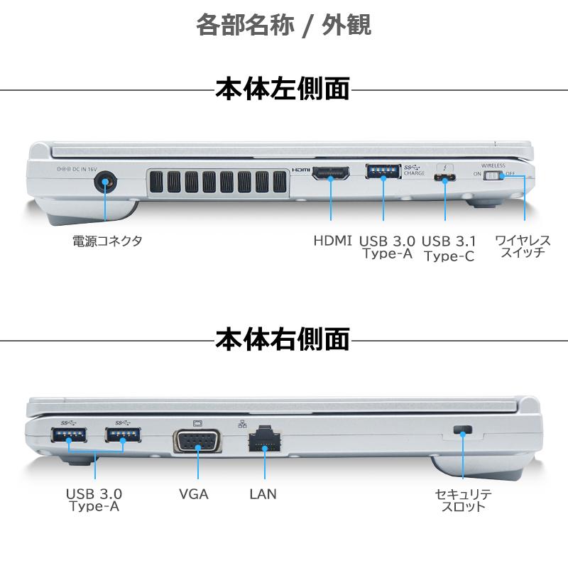 【8世代CPU！】Panasonic Let's note CF-SV7/第8世代 Core i5/メモリ:8GB/M.2 SSD:256GB/12.1インチ/WEBカメラ/Wifi/Bluetooth/Office/中古 ノートパソコン｜lillian｜04