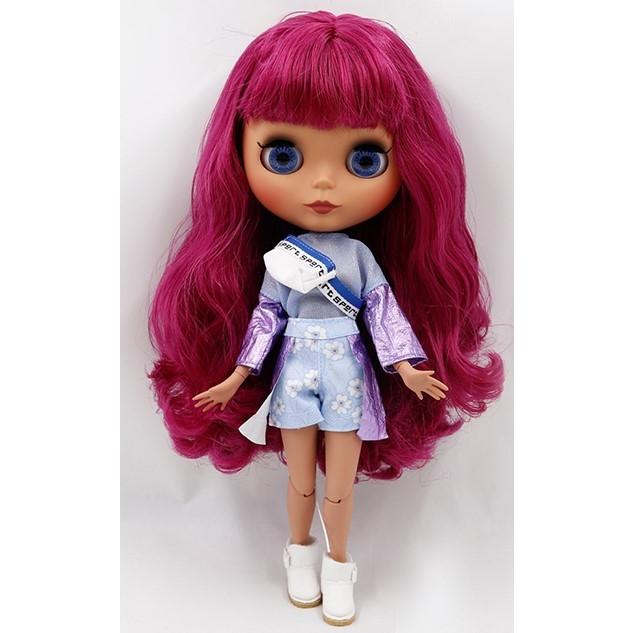 【週末セール】カスタムアイシードール (本体のみ)ピンクプラチナ　ロングウェーブ アイシードール カスタム ブライス カスタムドール 白肌 ピンク