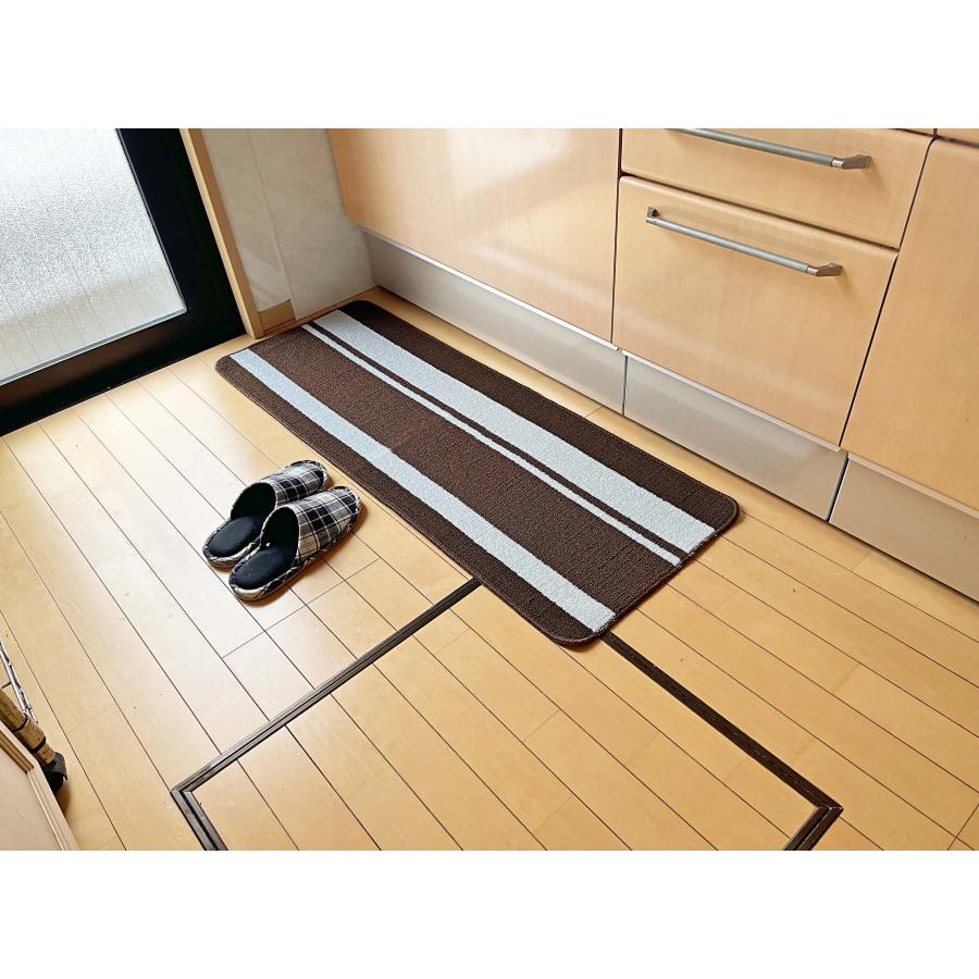 キッチンマット　ストライプ　45×120cm ブラウン |  | 01