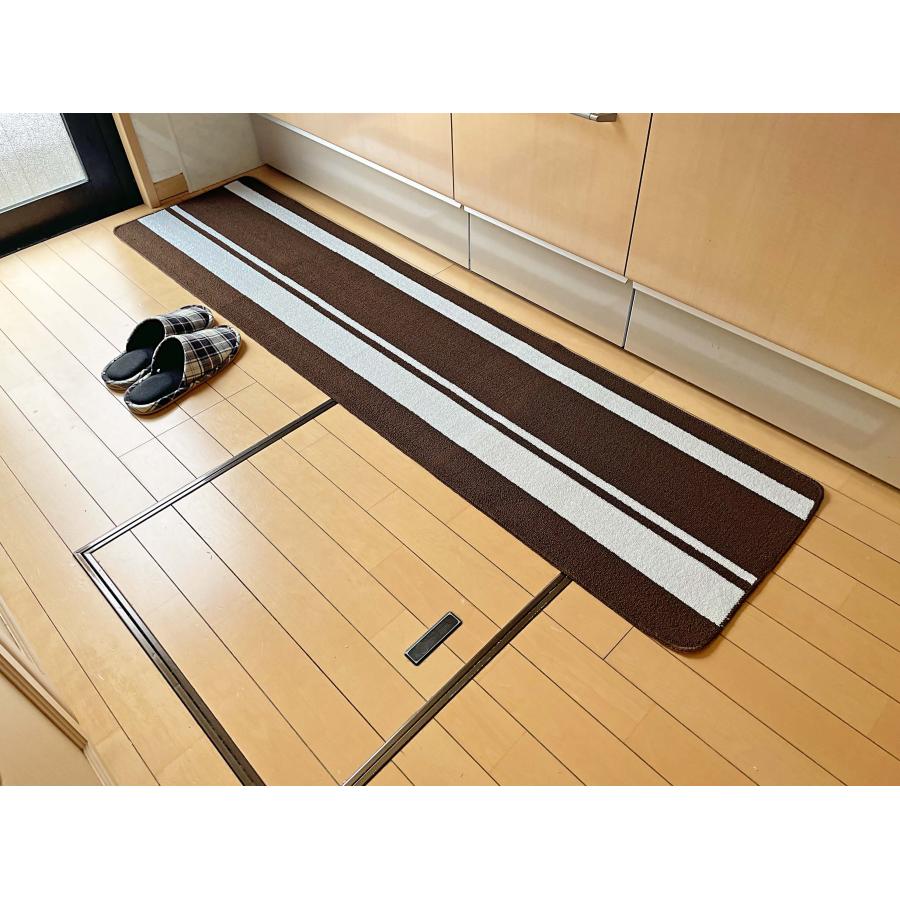 キッチンマット　ストライプ　45×180cm ブラウン |  | 01