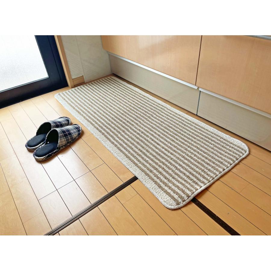日本製キッチンマット　黄麻ストライプ　50×120cm ナチュラル |  | 01