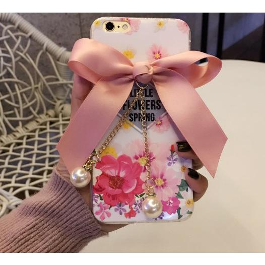 メール便送料無料 iPhone アイフォンケース iPhone7 iphone7Plus 花柄 リボン かわいい パール 薔薇 ローズ | 