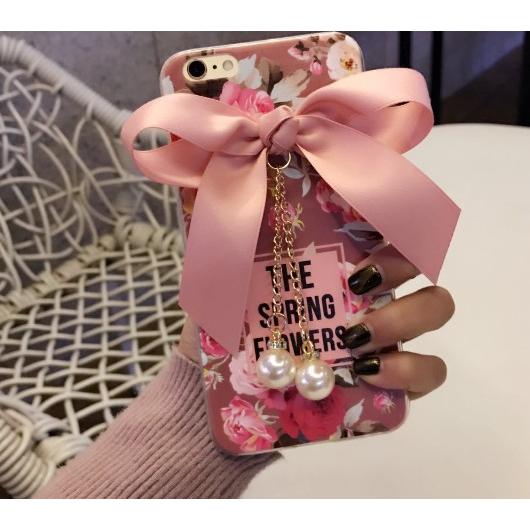 メール便送料無料 iPhone アイフォンケース iPhone7 iphone7Plus 花柄 リボン かわいい パール 薔薇 ローズ |  | 02