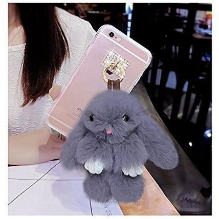送料無料 iPhoneケース  アイフォン iPhone7 7plus iPhone8 8plus うさぎ ぬいぐるみ ふわふわ ファー 可愛い リング インスタ ゆめかわ モコモコ |  | 02