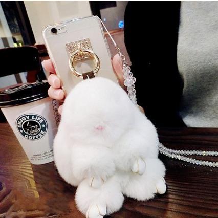 送料無料 iPhoneケース  アイフォン iPhone7 7plus iPhone8 8plus うさぎ ぬいぐるみ ふわふわ ファー 可愛い リング インスタ ゆめかわ モコモコ |  | 03