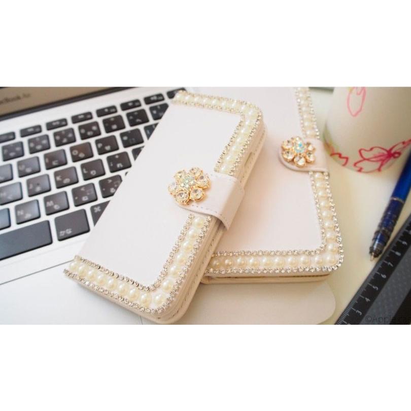 メール便送料無料 iPhoneケース  アイフォン iPhone7 7plus iPhone8 8plus 手帳型 ビジュー パール 可愛い キラキラ |  | 02