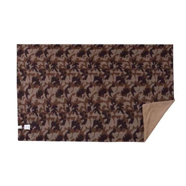 ロールブランケット 丸めて便利な両面 迷彩柄 毛布 寝具 ブラウン