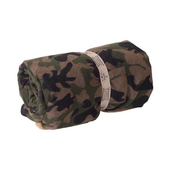 ロールブランケット 丸めて便利な両面 迷彩柄 毛布 寝具 ブラウン