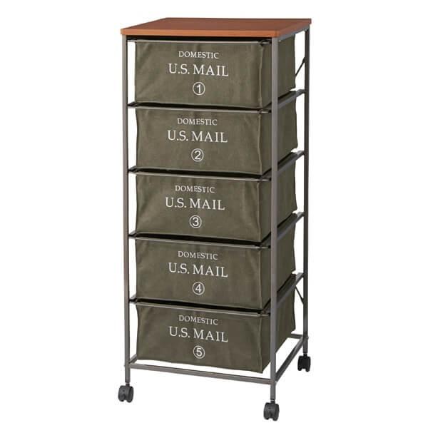 東谷 チェスト おしゃれ US MAIL ファブリック 5D キャスター付き 衣類
