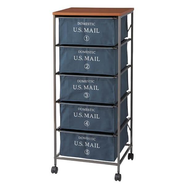 アメリカン キャスター 5段 おしゃれ 収納 チェスト 衣装ケース ベージュ SANKA チェスト 衣装ケース 収納ケース 幅54 奥行42 高さ107cm