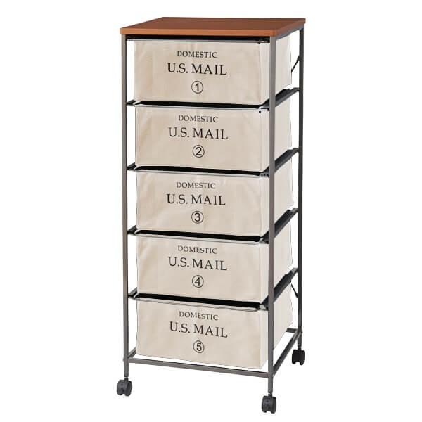 東谷 チェスト おしゃれ US MAIL ファブリック 5D キャスター付き 衣類