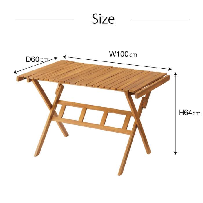 折りたたみ テーブル アウトドア 木製 コンパクト おしゃれ ロールトップテーブル 室内 テラス 持ち運び ハイテーブル L NX-534｜lily-birch｜04