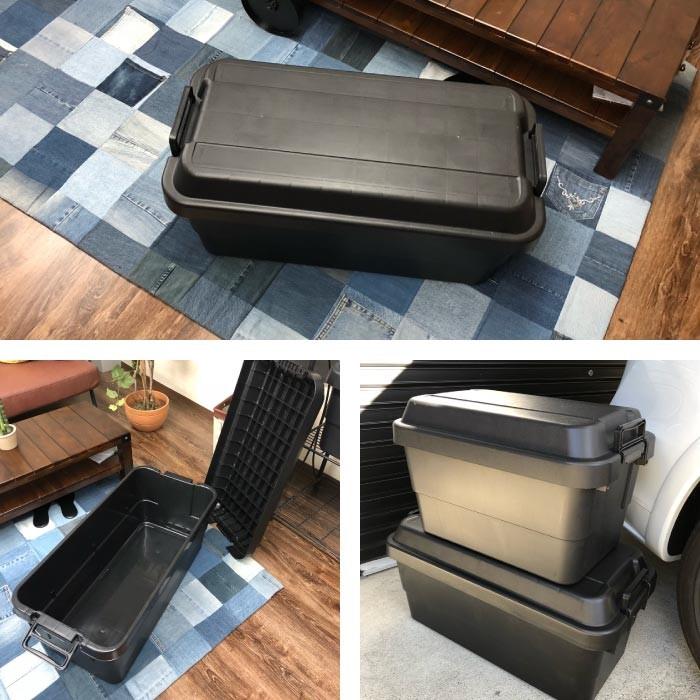 トランクカーゴ 70L BLACK ブラック コンテナ 収納ケース フタ付き 収納ボックス トランクボックス アウトドア キャンプ おしゃれ TC-70BK | 東谷 | 01