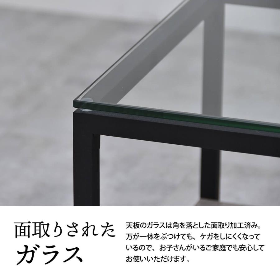 センターテーブル ガラス おしゃれ リビング テーブル ローテーブル 長方形 収納 ディスプレイ メラミン ブラック モダン ONTB0294