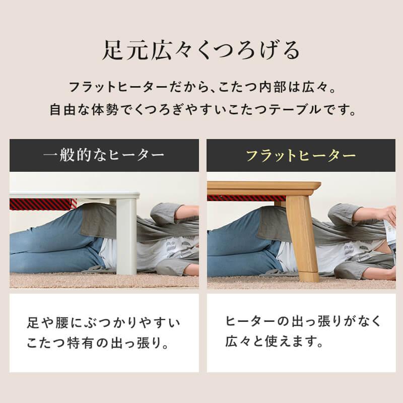 こたつ 正方形 天板 のみ こたつテーブル おしゃれ 継脚 薄型ヒーター フラットヒーター 北欧 コタツ ロータイプ 一人暮らし 幅80 リノCF80_9