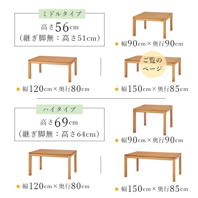 こたつ テーブル 長方形 おしゃれ 天然木 ミドルタイプ シンプル 和モダン  収納ボックス付 リビングコタツ 継脚付き 石英管ヒーター 150×85cm シェルタK150-M_6
