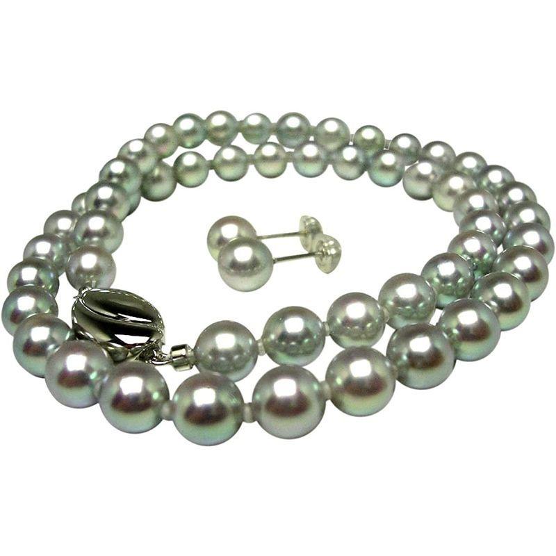 秋冬の主役◎ Isowa Pearl（伊勢志摩の真珠専門店 イソワパール） アコヤ真珠 ネックレス ピアス セット 7.0-7.5mm シルバーブルー シ 【VQ7584676204】(27029円)