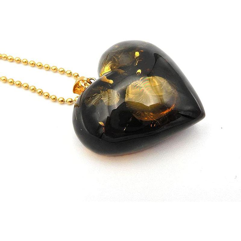琥珀 ペンダントトップ ネックレス グリーンアンバー アースカラー