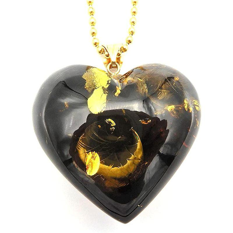 琥珀 ペンダントトップ ネックレス グリーンアンバー アースカラー