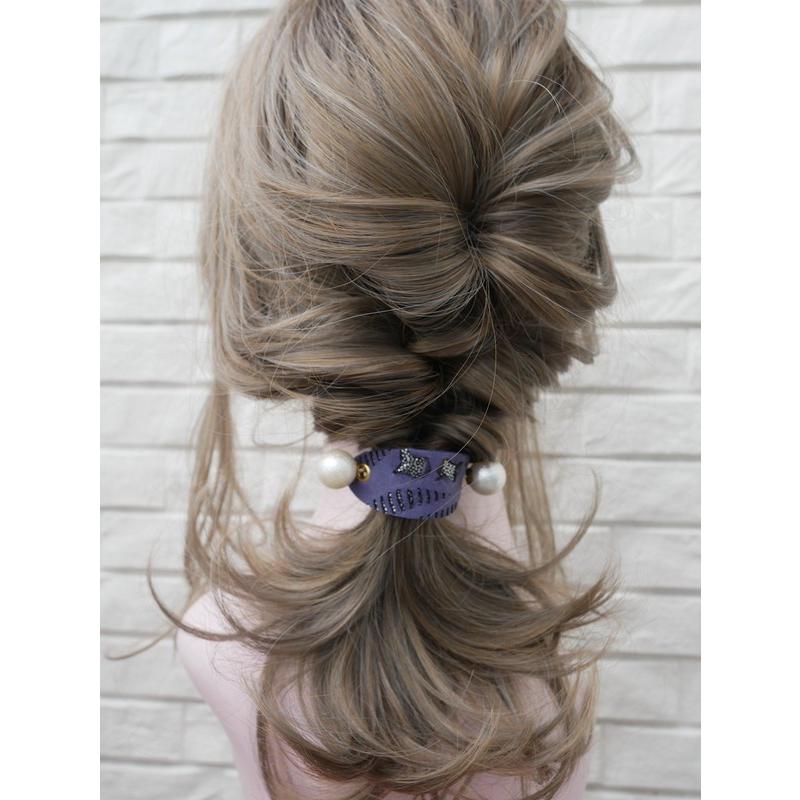 本革マジェステ◇ラメ楕円形◇3カラー イタリア製牛革 ヘアバトン ヘア